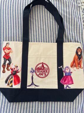 Disney Villians Ursula Hades Hook Cruella Jafar Custom Trader Joes Large Tote
